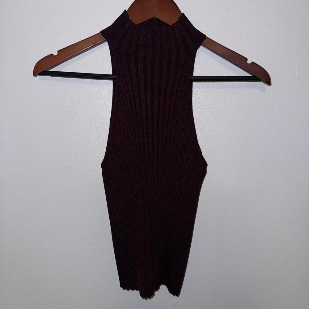 Zara Backless Ribbed Dress in Deep Burgundy
